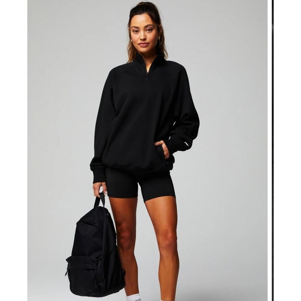Fabletics The Go-To Quarter Zip black XL NEW unisex